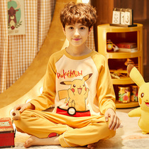 Child Pyjamas Boy Spring Autumn Season Long Sleeves Pure Cotton Thin boy 12 CUHK Tong 15-year-old summer home Suits Suit