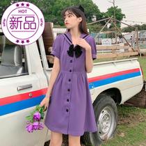 Purple dress method◆New◆style retro navy collar gentle wind dress temperament lady send girlfriend even