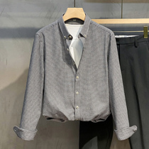 Autumn plus velvet non-iron light business stripe work professional shirt men long sleeve casual inch shirt slim plaid shirt