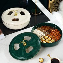 Dried fruit plate snack storage box with lid fruit plate snack plate senior household living room coffee table nut plate ceramics