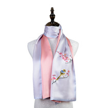 Chengdu Shu embroidery pure handmade embroidery double mulberry silk long scarf to send mother-in-law Sichuan special commemorative gifts