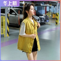 2020 Spring and Autumn New Street bf wind tooling vest jacket womens wild loose denim horse clip sleeveless waistcoat tide