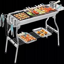 Stainless steel large barbecue outdoor grill home grill large charcoal folding barbecue stainless steel shelf