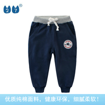Counter foreign trade tail single spring and autumn sports pants Boys trousers Primary school pants Pure cotton terry European and American childrens clothing