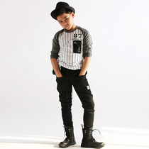 Le Wenxi Korean boys T-shirt long sleeve medium and large childrens clothing 21 spring new thin Tide brand round neck shirt casual youth