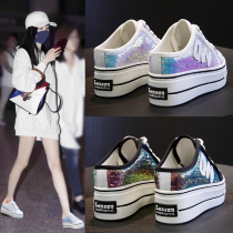 Net red sandals women 2021 summer new fashion 100 lap thick bottom inner heightening sloppy head half slippers of slippers