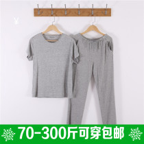 Mens summer short sleeve trousers home suit plus size thin casual loose plus size pajamas pajamas Modale