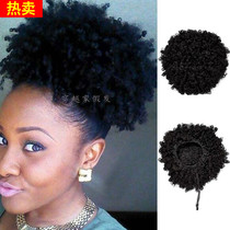 Cross-border African wig European and American chemical fiber wig short curly wig ponytail Bud afro curly ponytail
