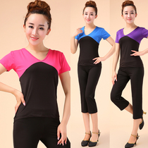 Spring Summer New Fitness Suit Suit Fashion Lady Yoga Suit Short Sleeves 7 Pants Sports Jump
