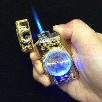 Real watch Inflatable lighter with light straight windproof creative holiday gift Metal colorful light electronic watch