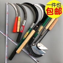 Agricultural small sickle long-handled saw sickle belt Sawtooth grass cutter Crescent weeding and harvesting rice millet cutting rapeseed sickle
