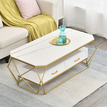  Italian light luxury rock board coffee table Small apartment living room marble table Household rectangular simple modern with drawer