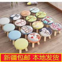 Xinjiang solid wood small stool home chair fashion shoe stool sofa low stool children cartoon bench