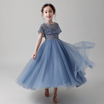 Girl catwalk host evening dress little girl princess dress flower girl wedding puffy gauze childrens piano costume