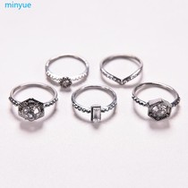 5Pcs 1set Hot Selling New Punk Black Knuckle Rings For Women