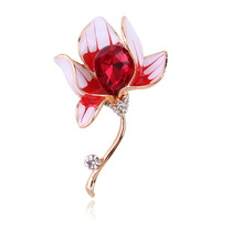 Silver Qianfang Workshop Creative Drop Oil Flower Brooch Female and American Crystal Glass Plants flower Dont pin accessories Temperament Suits