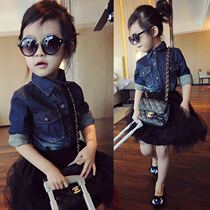 Childrens dress girl Korean long sleeve denim shirt gauze dress set little girl 2020 Spring and Autumn New 2 piece set