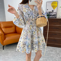 French light luxury cabinet on the 3700 tail a batch of patchwork exquisite openwork embroidery floral skirt dress flower skirt