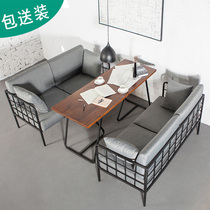 Custom Industrial Wind Sofa Chairs Combined Bar Table Clear Bar Coffee Shop Barbecue Shop Fire Pot Shop Catering American