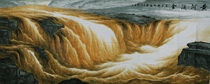 Famous Lu Shaohua style landscape (37) Chinese painting Yellow River Hukou Waterfall calligraphy painting hand-painted Dazhang two horizontal