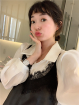 BORAKOO Korea East Gate Xia good little sister ~ beige pearlescent shirt