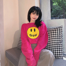 Drew smiling face Bieber with long sleeves male and female lovers FOG pure cotton High Street Loose Tide Cards T-shirts Undershirt Autumn Winter