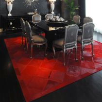 81 Eurostyle Dark Black Ensemble Bedroom Geometric Pattern Cow Leather Handmade Big Red Clog Room Wine Red Bed Side Carpet Red