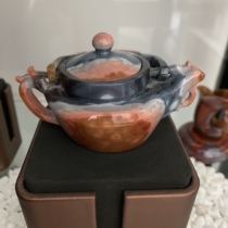 Warring States red agate non-mainstream color craftsmanship small teapot ornaments lifting beam pots for men and women gifts graphic Stone