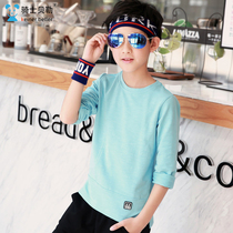 Childrens clothing 2021 spring new boys long-sleeved T-shirt childrens round neck bottoming shirt boys pullover mid-size childrens tide