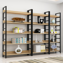 Creative steel and wood bookshelf storage rack simple modern partition living room storage display cabinet simple display rack landing