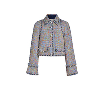 LE FAME Lafem spring tweed Starry Sky pearl decoration vintage short coat C02N026