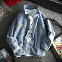 Childrens jeans shirt 2022 Spring and Autumn new childhood long sleeved shirt children Han Edition Spring coat boy tide