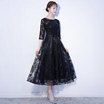 Banquet Evening Dress Women 2020 New Autumn Thin Dignified Elegant Temperament Annual Meeting Slightly Fat Medium and Long Evening Dress