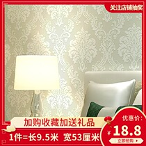 Environmental protection non-woven wallpaper European Maasger living room Dining room Bedroom beauty salon Silver gray milky white flower wallpaper