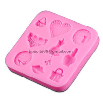 3D silicone fondant mold lady accessories chocolate fondant