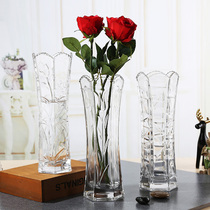 European large glass transparent vase Living room ornaments Water raising rich bamboo lily Bamboo fortune bamboo Water bamboo crystal