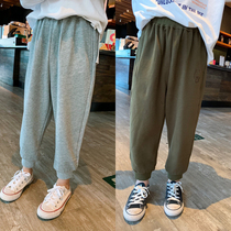 Niu Niu Ai Xiaopu Childrens Pants Spring and Autumn Black Cotton Childrens Loose Leisure Sports Pants