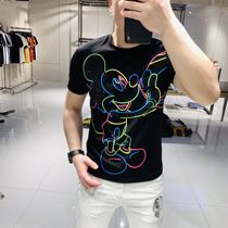 European Station hot diamond printing short sleeve T-shirt mens Tide brand trend personality fashion slim 2020 Summer new men