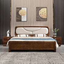 New Chinese style black walnut solid wood bed 1.8 meters master bedroom double marriage bed high box storage economical soft bed