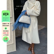 2022 - Winter 2022 new French double - sided cashmere coat female long - range retro - temperament white hair coat