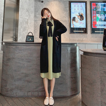 Pregnant women autumn dress fashion suit Long sleeve autumn net red small fresh out of foreign style two-piece set tide mom
