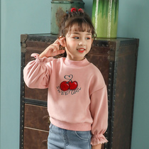 Girls sweatshirt with thickened autumn and winter foreign air long sleeves cherry cartoon Korean version girl autumn clothes childrens baby blouses