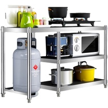Peter cat gas cooker bench stainless steel kitchen shelve floor multilayer storage kitchenware Put pan frame multifunction