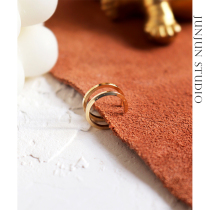 JUNJUN EXCLUSIVE HOMEMADE EXTREMELY MINIMALIST FULL METAL INS US 14k BAG GOLD SQUARE WIRE DOUBLE EAR CLIP EAR CLIP UNIQUE