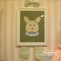 Field Wall Wall-mounted Green Cloth Art Small Bear Parquet Decoration Painting Frame Wall Decoration Mural Painting