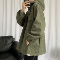 Work coat men's spring and autumn Korean fashion pullover hooded jacket ruffian handsome ins port casual fried street clothes