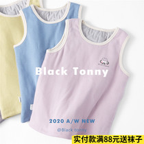 Little Black Tony childrens vest thickened warm autumn and winter double cotton pure cotton boy and girl vest Little Black Tony