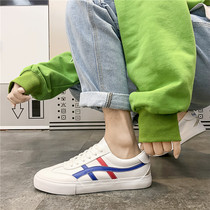 100 hitch base small white shoes mens Korean version trendy leather canvas mens shoes ins sports casual flat bottom white board shoes