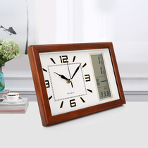 (Seat-mounted dual-use)Solid wood seat clock table clock living room desktop decoration clock table decoration European-style perpetual calendar hanging watch