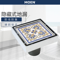 Morn Floor Drain Concealed Copper Body Toilet Kitchen Four-Proof Stink Anti-Bug Spring Style 3967